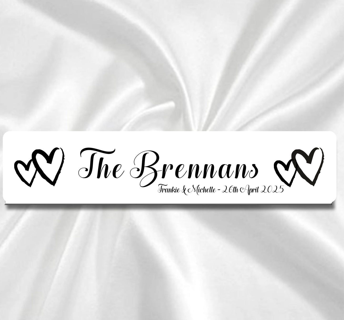 Lovehearts design wedding car plates