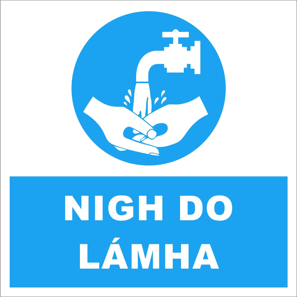 A4 wash you hands sign in the Irish Language, Mandatory health and hygine sign board