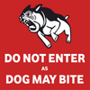 Beware of the Dog safety sign, red background. white text, various sizes and materials, available from signworx.ie