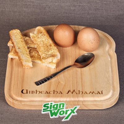 Personalised Egg-Boards available from signworx.ie