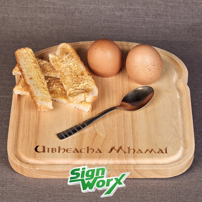 Personalised Egg-Boards available from signworx.ie
