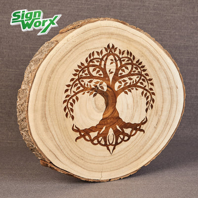 Wood Slice with Tree of Life engraved, add your name or short message to it to personalise or choose your own design, by Signworx.ie