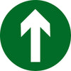 Green  white directional arrow, round sticker available from signworx.ie