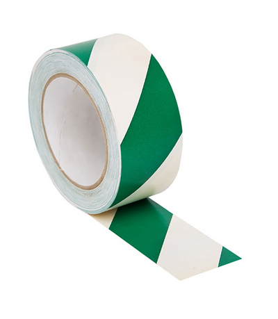 Green and white floor marking tape available from signworx.ie